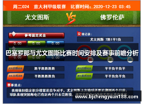 巴塞罗那与尤文图斯比赛时间安排及赛事前瞻分析